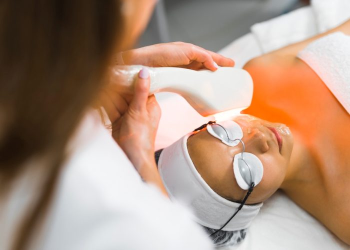 a lady is undertaking a prp treatment